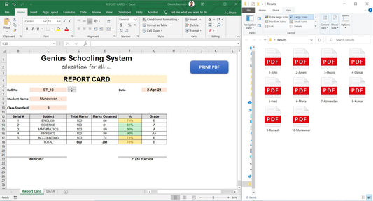 Automatic Student Report Card with Spin Button in Excel